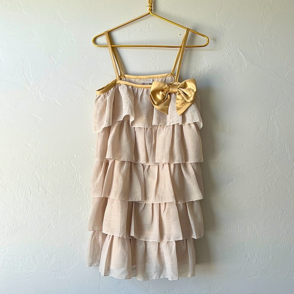 Erin Fetherston Ruffle Dress With Gold Bow Holiday Party
